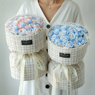 1pc, ice blue rose bouquet, gift to girlfriend, best friend, wedding anniversary, birthday gift, soap eternal dried flower bouquet, Valentine's Day gift, Mother's Day, graduation gift - isdagiftshop