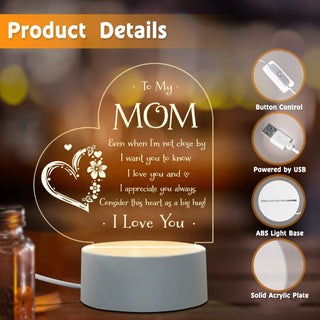 1pc, Gifts for Mom - Engraved Night Light, Mom Birthday Gifts, Mom Gifts from Daughter Son on Christmas Mothers Day Valentines Day, Night Lamp Present - isdagiftshop