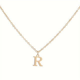26 English Initial Letter Short Choker Necklace, European And American Fashion Stainless Steel Golden Letter Pendant Necklace for Women. - isdagiftshop