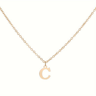26 English Initial Letter Short Choker Necklace, European And American Fashion Stainless Steel Golden Letter Pendant Necklace for Women. - isdagiftshop