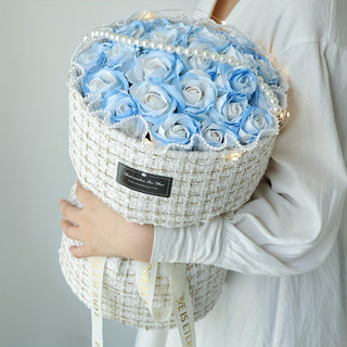 1pc, ice blue rose bouquet, gift to girlfriend, best friend, wedding anniversary, birthday gift, soap eternal dried flower bouquet, Valentine's Day gift, Mother's Day, graduation gift - isdagiftshop