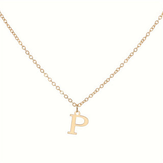 26 English Initial Letter Short Choker Necklace, European And American Fashion Stainless Steel Golden Letter Pendant Necklace for Women. - isdagiftshop