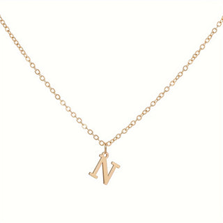26 English Initial Letter Short Choker Necklace, European And American Fashion Stainless Steel Golden Letter Pendant Necklace for Women. - isdagiftshop
