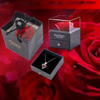 Heart-Shaped Rose Pendant Necklace with Synthetic Zirconia, Alloy Jewelry Gift for Mom, Wife, Lover, Daughter, Girlfriend, Best Friend - Perfect for Christmas, Valentine'S Day, Anniversary, Mother'S Day, Birthday - Daily & Gift Occasion, Party Style - isdagiftshop