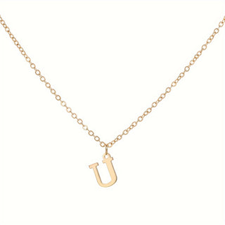 26 English Initial Letter Short Choker Necklace, European And American Fashion Stainless Steel Golden Letter Pendant Necklace for Women. - isdagiftshop