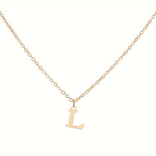 26 English Initial Letter Short Choker Necklace, European And American Fashion Stainless Steel Golden Letter Pendant Necklace for Women. - isdagiftshop