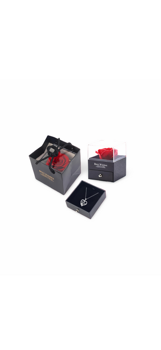Heart-Engraved Necklace with Soap Rose Box