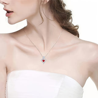 Heart-Shaped Rose Pendant Necklace with Synthetic Zirconia, Alloy Jewelry Gift for Mom, Wife, Lover, Daughter, Girlfriend, Best Friend - Perfect for Christmas, Valentine'S Day, Anniversary, Mother'S Day, Birthday - Daily & Gift Occasion, Party Style - isdagiftshop