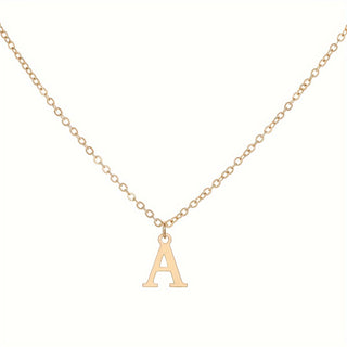 26 English Initial Letter Short Choker Necklace, European And American Fashion Stainless Steel Golden Letter Pendant Necklace for Women. - isdagiftshop