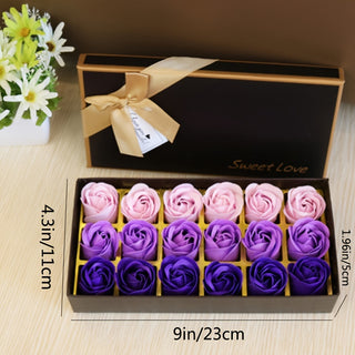 18pcs/set Soap Flower Gift Box Rose Soap Flower Gift Box Birthday Gift Artificial Flower Souvenir, Perfect for Winter, New Year - isdagiftshop